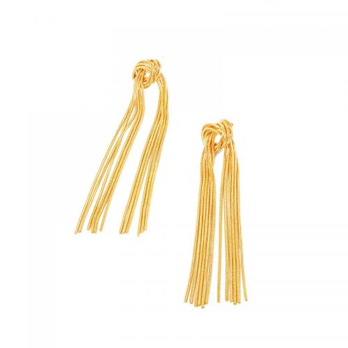 Fashion Fringe Boucles d'oreilles, laiton, Placage de couleur d'or, bijoux de mode & pour femme, 90mm, Vendu par paire