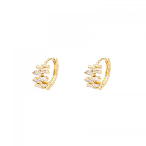 Brass Hoop Earring, gold color plated, fashion jewelry & micro pave cubic zirconia & for woman 