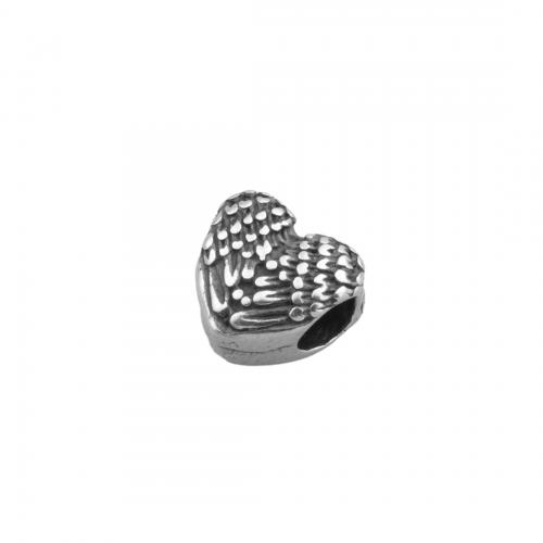 Stainless Steel Large Hole Beads, 304 Stainless Steel, Heart, polished, DIY Approx 4.5mm 