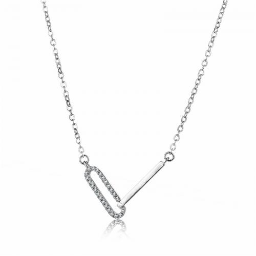Cubic Zircon Micro Pave Brass Necklace, with 5cm extender chain, silver color plated, fashion jewelry & micro pave cubic zirconia & for woman, silver color Approx 40 cm 