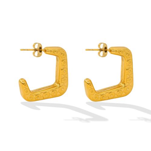 Stainless Steel Stud Earring, 304 Stainless Steel, Letter C, Vacuum Ion Plating, fashion jewelry & for woman, golden 