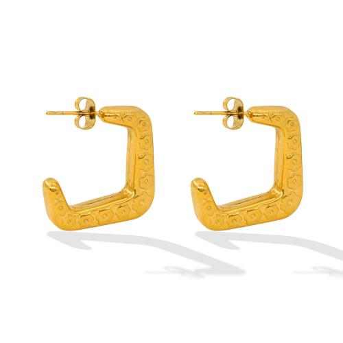 Stainless Steel Stud Earring, 304 Stainless Steel, Letter C, Vacuum Ion Plating, fashion jewelry & for woman, golden [