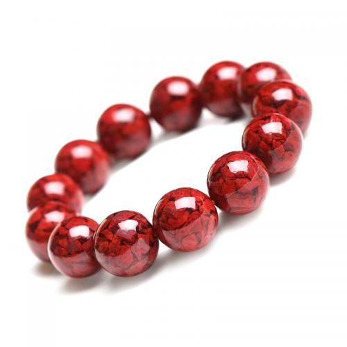 Fashion Cinnabar Bracelet, Round, polished, fashion jewelry & Unisex red Approx 18 cm 