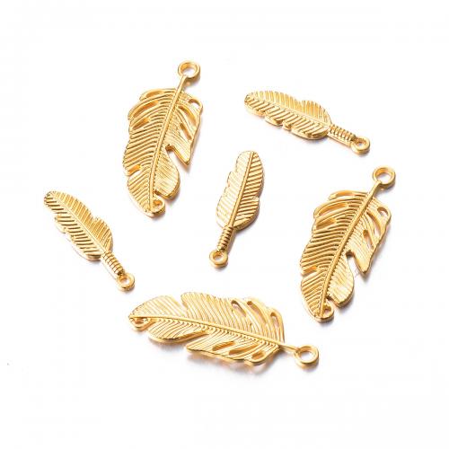 Stainless Steel Feather Pendant, 304 Stainless Steel, gold color plated, DIY 