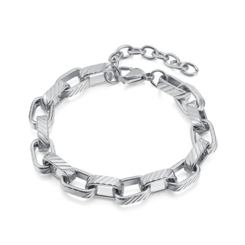 Stainless Steel Chain Bracelets, 304 Stainless Steel, with 40mm extender chain, plated, fashion jewelry & Unisex Approx 175 mm 