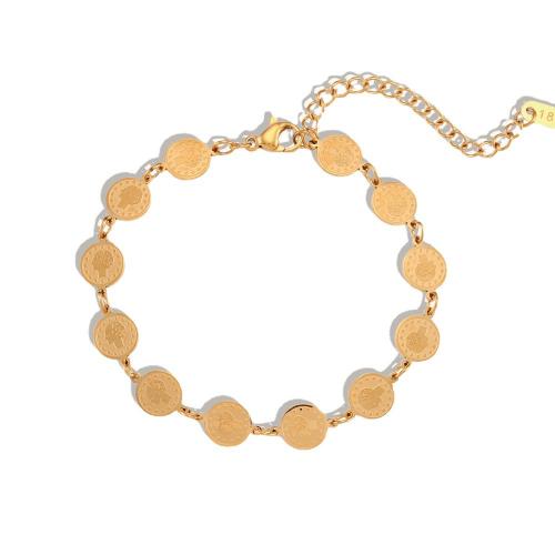 Stainless Steel Chain Bracelets, 304 Stainless Steel, with 5cm extender chain, 18K gold plated, fashion jewelry & for woman Approx 18 cm 