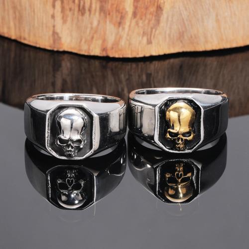 Titanium Steel Finger Ring, Skull, Antique finish, fashion jewelry & for man mm 