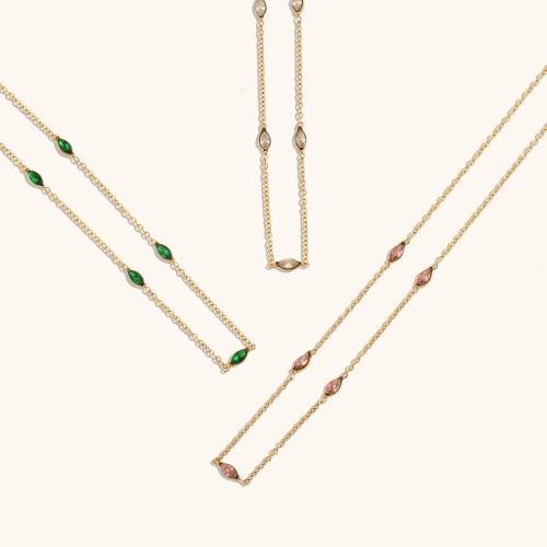 Zirkonia Edelstahl Halskette, 304 Edelstahl, mit Verlängerungskettchen von 5cm, 18K vergoldet, Modeschmuck & Micro pave Zirkonia & für Frau, keine, Länge:ca. 40 cm, verkauft von PC