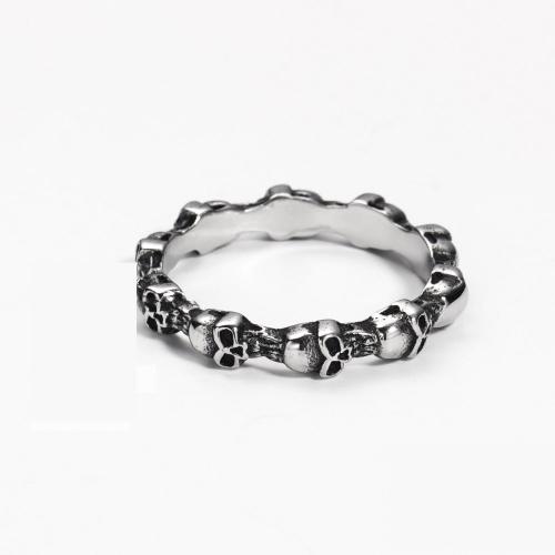 Titanium Steel Finger Ring, Skull, plated, fashion jewelry & for man, original color mm 