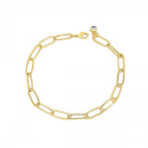 Cubic Zirconia Brass Bracelets, plated, micro pave cubic zirconia & for woman, golden Approx 19 cm 