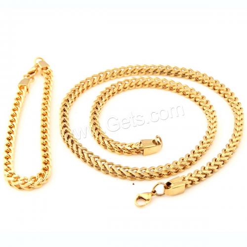 Fashion Stainless Steel Jewelry Sets, 304 Stainless Steel, bracelet & necklace, plated, for man 60CM,24CM 