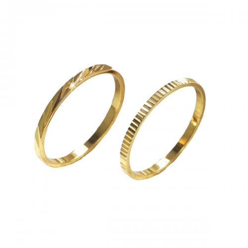 Anillo de dedo de latón, metal, chapado, 2 piezas & diverso tamaño para la opción & para mujer, dorado, Vendido por Set