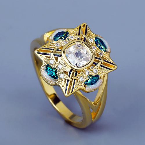 Crystal Brass Finger Ring, with Crystal, fashion jewelry & for woman 