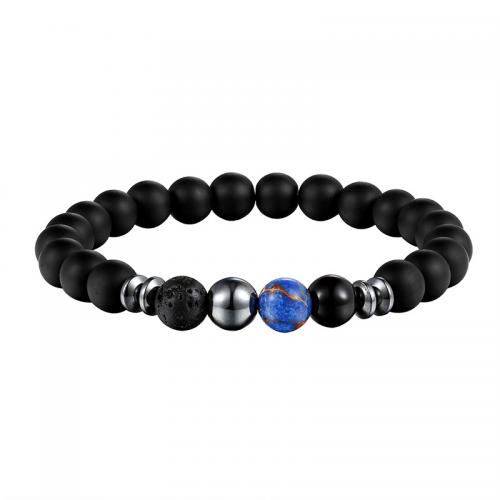 Noir Bracelet Pierre, pierre noire, bijoux de mode & unisexe & styles différents pour le choix, 8mm Environ 19 cm, Vendu par PC