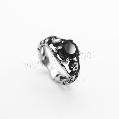 Rhinestone Stainless Steel Finger Ring, 304 Stainless Steel, fashion jewelry & for man & with rhinestone 