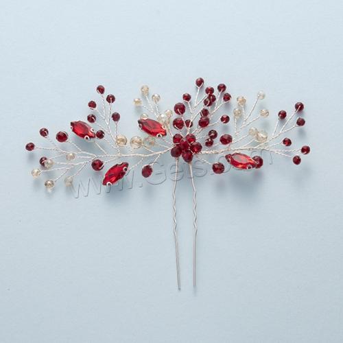 Hair Stick, brass wire, with Crystal & Rhinestone, fashion jewelry & for woman 