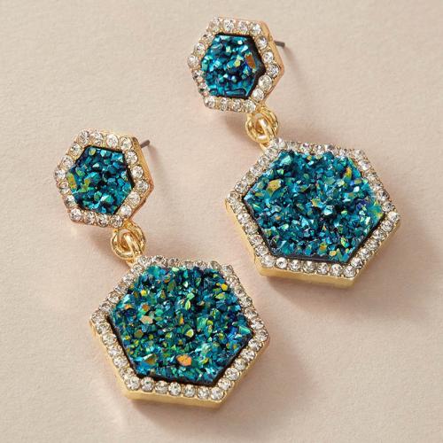 Zinc Alloy Drop Earring, with Resin, plated & for woman & with rhinestone, earring length 20-50mm 