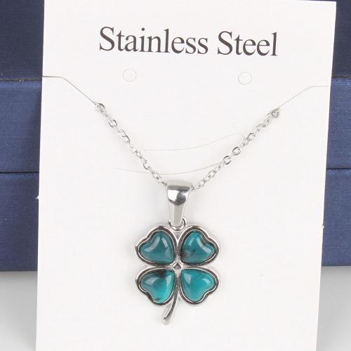 Titanium Steel Jewelry Necklace, with 5cm extender chain, Four Leaf Clover, fashion jewelry & Unisex & enamel nickel, lead & cadmium free Approx 45 cm 