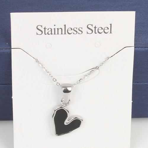 Titanium Steel Jewelry Necklace, with Acrylic, with 5cm extender chain, Heart, fashion jewelry & Unisex & enamel nickel, lead & cadmium free Approx 45 cm 