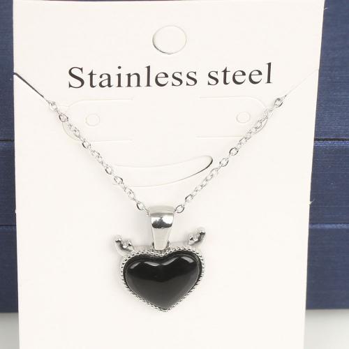 Titanium Steel Jewelry Necklace, with 5cm extender chain, Heart, fashion jewelry & Unisex & enamel nickel, lead & cadmium free Approx 45 cm 