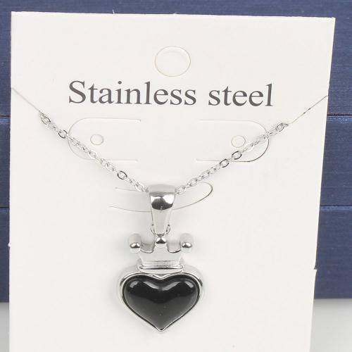 Titanium Steel Jewelry Necklace, with 5cm extender chain, Heart, fashion jewelry & Unisex & enamel nickel, lead & cadmium free Approx 45 cm 