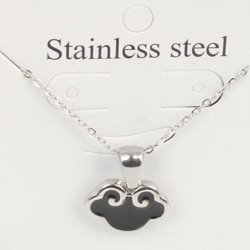 Titanium Steel Jewelry Necklace, with 5cm extender chain, fashion jewelry & Unisex & enamel, black, nickel, lead & cadmium free Approx 45 cm 
