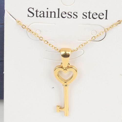 Titanium Steel Jewelry Necklace, with 5cm extender chain, Key, Vacuum Ion Plating, fashion jewelry & Unisex & hollow, golden, nickel, lead & cadmium free Approx 45 cm 
