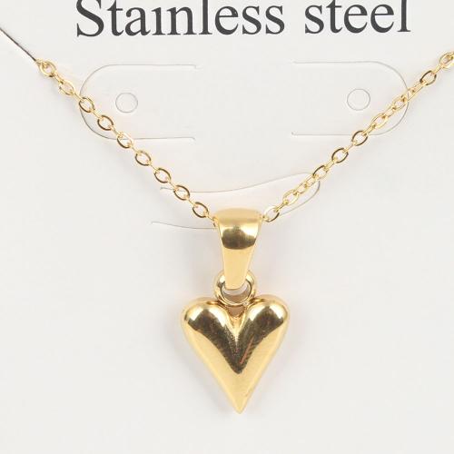 Titanium Steel Jewelry Necklace, with 5cm extender chain, Heart, Vacuum Ion Plating, fashion jewelry & Unisex, golden, nickel, lead & cadmium free Approx 45 cm 