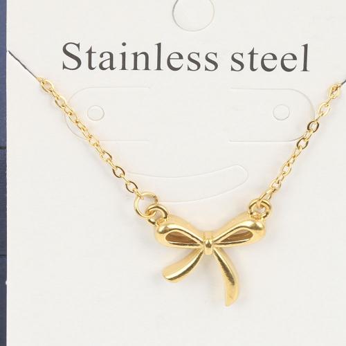 Titanium Steel Jewelry Necklace, with 5cm extender chain, Bowknot, Vacuum Ion Plating, fashion jewelry & Unisex, golden, nickel, lead & cadmium free Approx 45 cm 