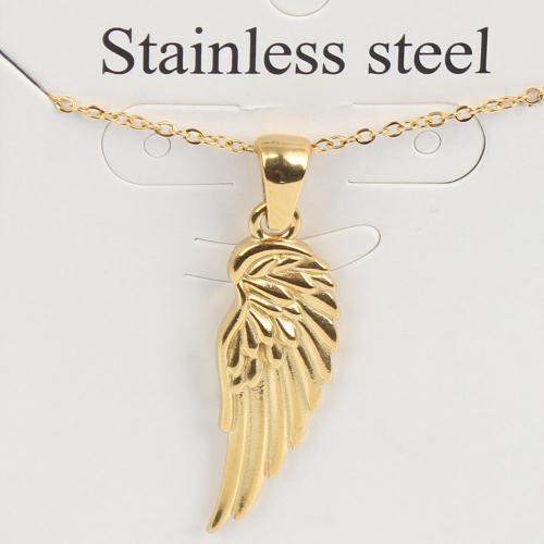 Titanium Steel Jewelry Necklace, with 5cm extender chain, Wing Shape, Vacuum Ion Plating, fashion jewelry & Unisex, golden, nickel, lead & cadmium free Approx 45 cm 