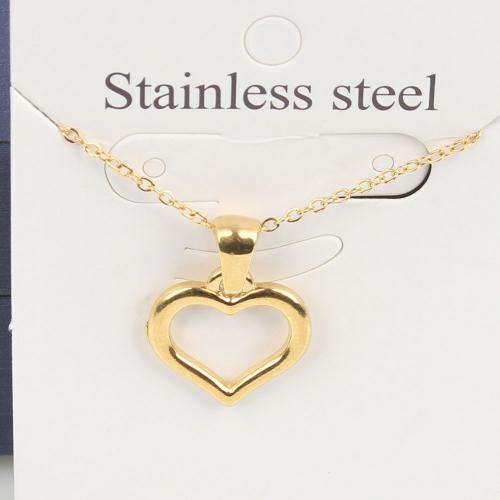 Titanium Steel Jewelry Necklace, with 5cm extender chain, Heart, Vacuum Ion Plating, fashion jewelry & Unisex & hollow, golden, nickel, lead & cadmium free Approx 45 cm 