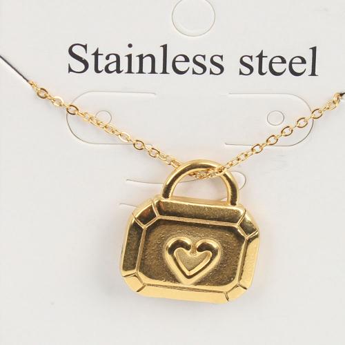 Titanium Steel Jewelry Necklace, with 5cm extender chain, Rectangle, Vacuum Ion Plating, fashion jewelry & Unisex, golden, nickel, lead & cadmium free Approx 45 cm 