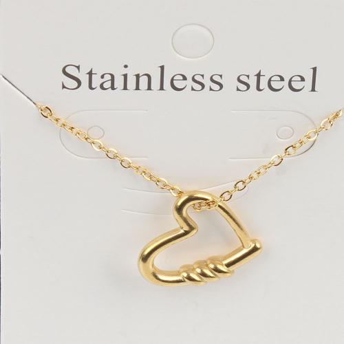 Titanium Steel Jewelry Necklace, with 5cm extender chain, Heart, Vacuum Ion Plating, fashion jewelry & Unisex & hollow, golden, nickel, lead & cadmium free Approx 45 cm 