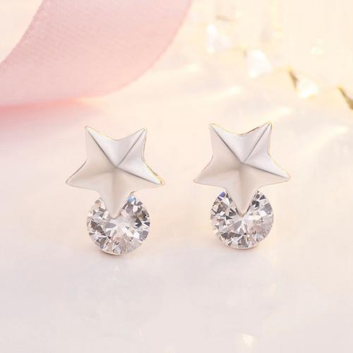 Boucles d'oreilles en laiton zircon cubique, étoile, bijoux de mode & pavé de micro zircon & pour femme Vendu par paire
