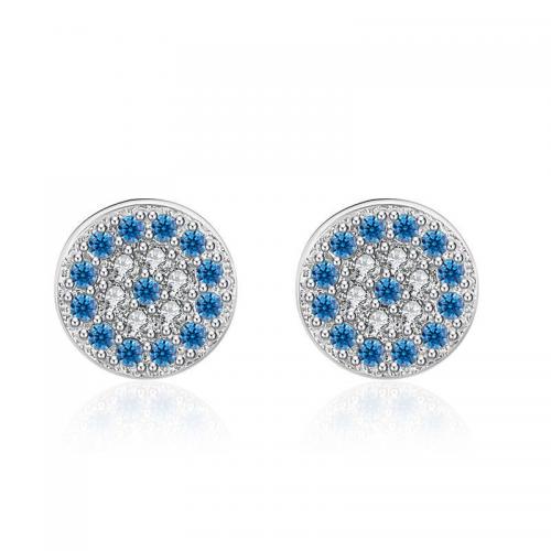 Cubic Zirconia Micro Pave Brass Earring, Round, fashion jewelry & micro pave cubic zirconia & for woman 