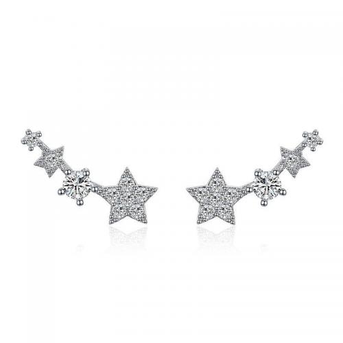 Cubic Zirconia Micro Pave Brass Earring, Star, fashion jewelry & micro pave cubic zirconia & for woman 