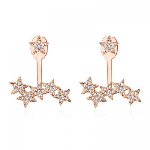 Cubic Zirconia Micro Pave Brass Earring, Star, plated, fashion jewelry & micro pave cubic zirconia & for woman 