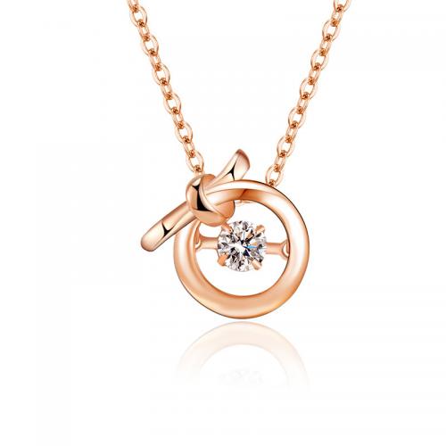 Cubic Zircon Micro Pave Brass Necklace, with 1.97inch extender chain, rose gold color plated, fashion jewelry & micro pave cubic zirconia & for woman Approx 15.74 Inch 
