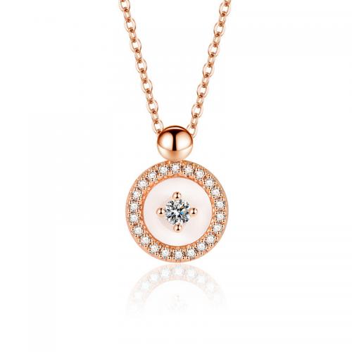 Cubic Zircon Micro Pave Brass Necklace, with 1.97inch extender chain, rose gold color plated, fashion jewelry & micro pave cubic zirconia & for woman Approx 15.74 Inch 