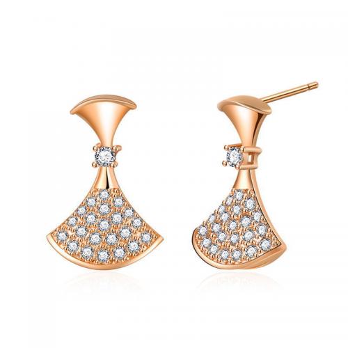 Cubic Zirconia Micro Pave Brass Earring, Skirt, plated, fashion jewelry & micro pave cubic zirconia & for woman 