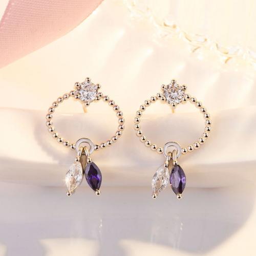 Cubic Zircon Brass Earring, fashion jewelry & micro pave cubic zirconia & for woman 