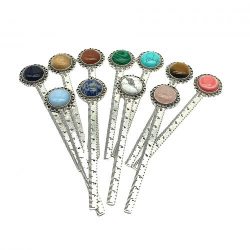Zinc Alloy Ruler, with Gemstone, Flower, antique silver color plated, durable, Random Color, Length about 12cm [