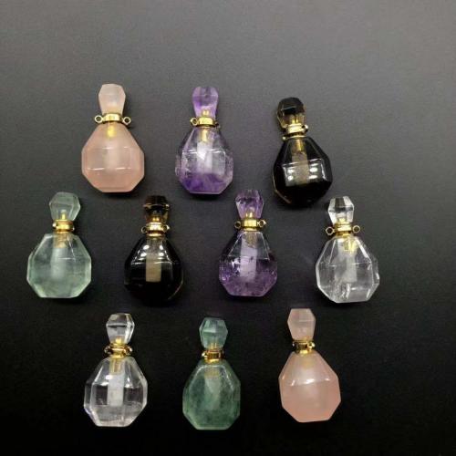 Gemstone Perfume Bottle Pendant, with Zinc Alloy, DIY, Random Color 