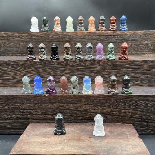 Decoración de semi piedras preciosas, Buda, Tallado, para el hogar y la oficina & Lindo, Color aleatorio, 30mm, Vendido por UD