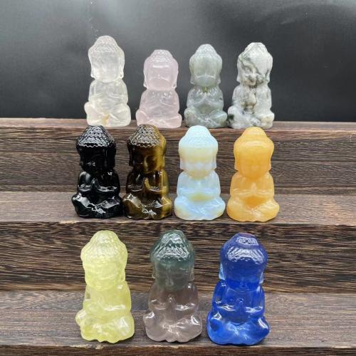 Gemstone Decoration, Buddha, Carved, for home and office & cute, Random Color, 60mm 