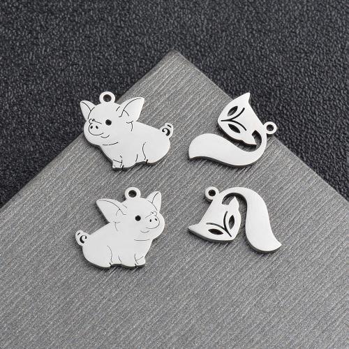 Stainless Steel Pendants, 304 Stainless Steel, Animal, silver color plated, DIY 