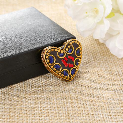 Brass Jewelry Beads, with Clay Pave, Heart, plated, DIY 