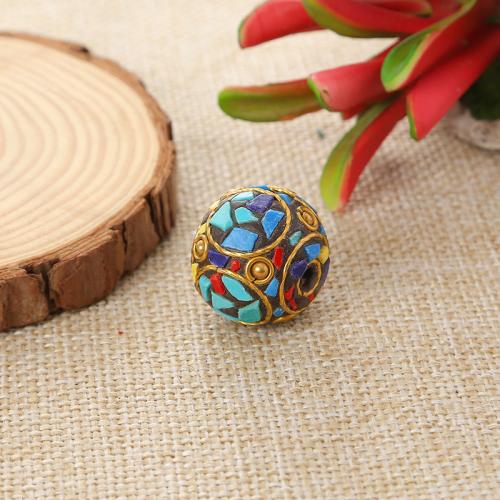 Brass Jewelry Beads, with Clay Pave, Round, plated, DIY 