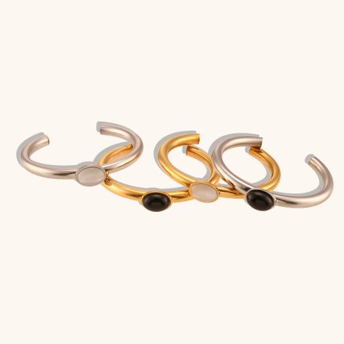 Stainless Steel Finger Ring, 304 Stainless Steel, with Agate, Vacuum Ion Plating, fashion jewelry & for woman Inside .6mm 