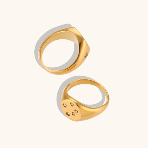 Cubic Zirconia Stainless Steel Finger Ring, 304 Stainless Steel, 18K gold plated  & micro pave cubic zirconia & for woman mm 